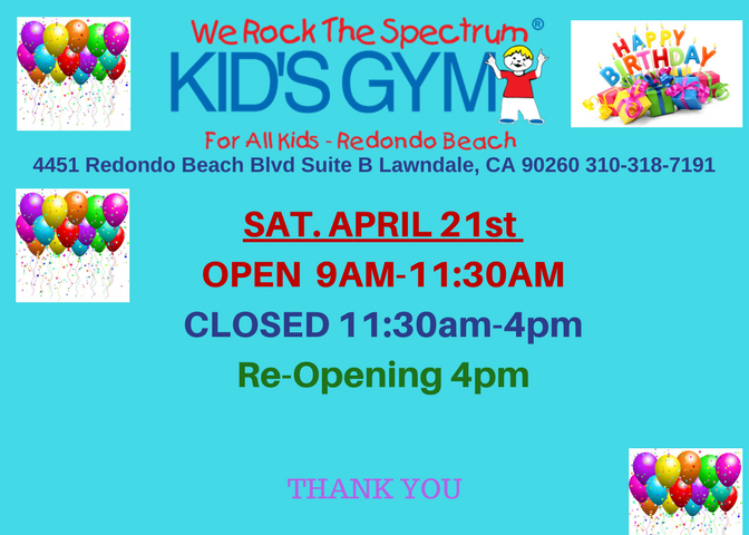 Open 9am-11:30am Closed 11:30am-4pm Re-Open 4pm-7pm - WRTS Redondo Beach